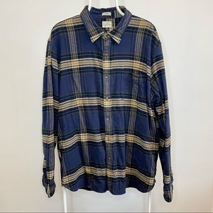 JCrew Midweight Flannel Shirt - Blue & Tan Plaid